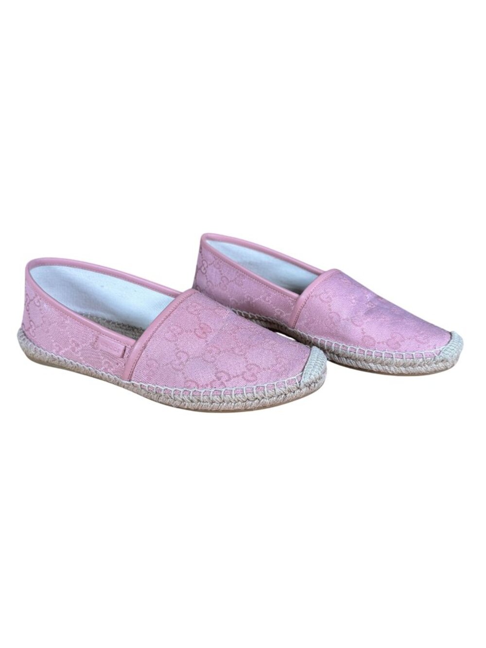 Gucci GG Supreme Pink Canvas Logo Women's Espadrille Shoes Size EU 39.5 US 9.5